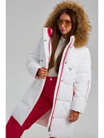Куртка зимняя для девочки Nota Bene молочный, с натуральной опушкой (170 см)