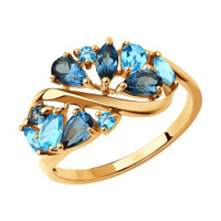 Кольцо из золота с голубыми и синими топазами. Артикул: 714844