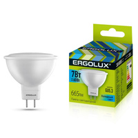 Лампа светодиодная ERGOLUX, GU5.3, 7 Вт, 4500К, 180-240 В