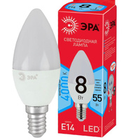 Лампа светодиодная ЭРА LED, 8Вт, E14, свеча, матовая, дневной свет