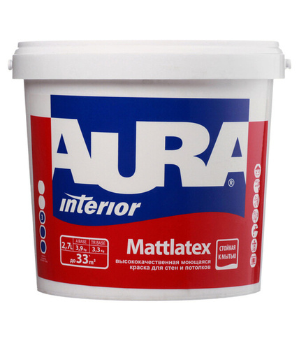 Краска водно-дисперсионная моющаяся Aura Interior Mattlatex 2,7л база А