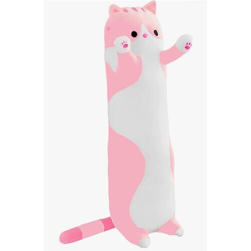 Мягкая игрушка подушка длинный Кот батон 70 см, розовый Panawealth Inter Holdings