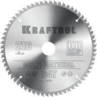 Диск пильный по алюминию KRAFTOOL Multi Material 216х30мм 64Т