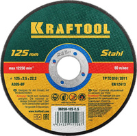Круг отрезной по металлу KRAFTOOL 125 x 2.5 x 22.2 мм, для УШМ (36250-125-2.5)