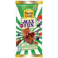 Шоколад Alpen Gold Max Fun молочныйклубничный, малиновый, 150 г