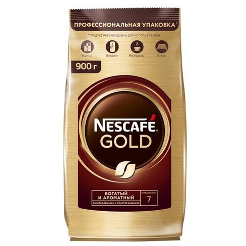 Кофе растворимый Nescafe Gold сублимированный с добавлением молотого, пакет, 900 г, 5 уп. NESCAFE