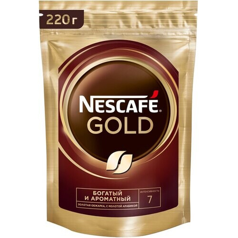Кофе растворимый Nescafe Gold сублимированный с добавлением молотого, пакет, 220 г, 12 уп. NESCAFE