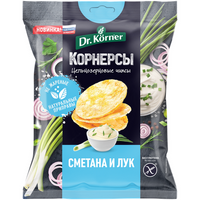 Чипсы Dr. Korner цельнозерновые кукурузно-рисовые корнерсы, лук-сметана, 50 г Dr.Korner