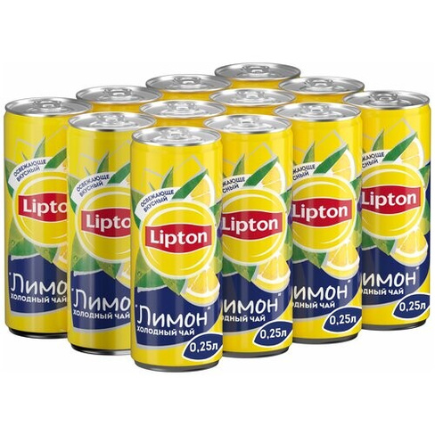 Чай Lipton холодный черный, банка, лимон, 0.25 л, 12 шт.