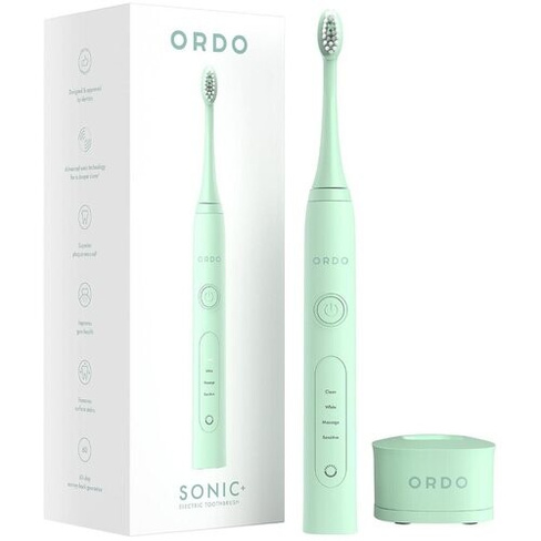 Электрическая зубная щетка ORDO Sonic+ звуковая, 4 режима чистки, таймер на 2 мин, USB зарядка, с влагозащитой, мятно-зе