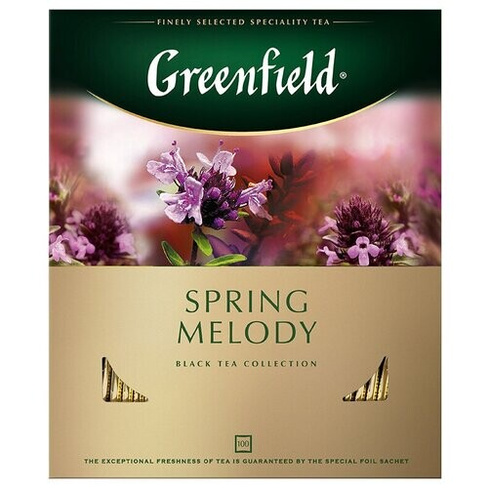 Чай черный Greenfield Spring Melody в пакетиках, чабрец, мята, 100 пак., 10 уп.