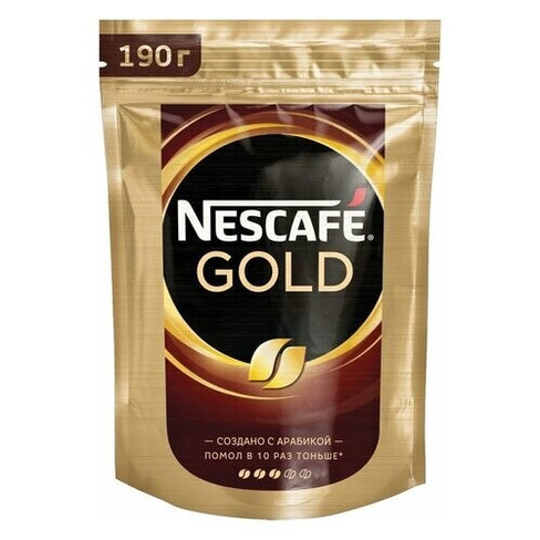Кофе растворимый Nescafe Gold сублимированный с добавлением молотого, пакет, 190 г, 5 уп. NESCAFE