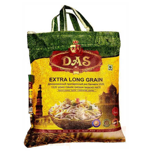 Рис DAS Басмати EXTRA 1121 индийский длиннозерный пропаренный, 2 кг