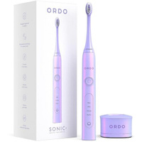 Электрическая зубная щетка ORDO Sonic+ звуковая, 4 режима чистки, таймер на 2 мин, USB зарядка, с влагозащитой, фиолетов