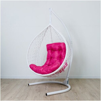 Подвесное кресло кокон STULER Plaint Ажур Белый 100х63х175 для дачи и сада садовое кресло с розовой подушкой