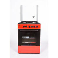 Комбинированная плита VESTA-VALENCIA VGE 10-E красная с электрической духовкой, электро-поджиг, подсветка, 3 режима духо