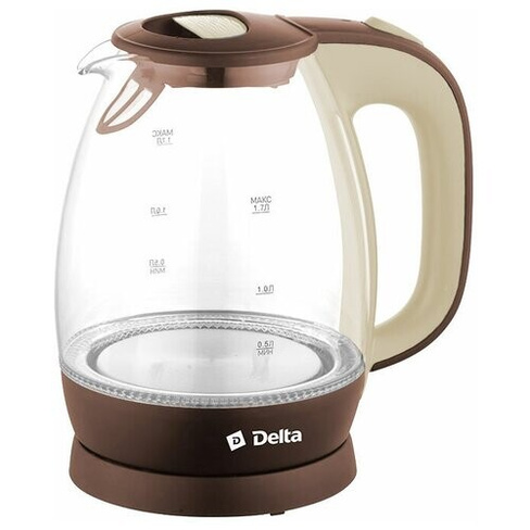 Чайник DELTA DL-1203, коричневый/бежевый/прозрачный