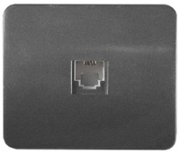 Электрическая розетка СВЕТОЗАР Гамма, телефонная одинарная без вставки и рамки цвет темно-серый металлик (SV-54117-DM)