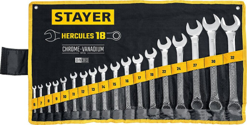 Набор комбинированных гаечных ключей STAYER HERCULES, 18 шт, 6 - 32 мм (27081-H18)