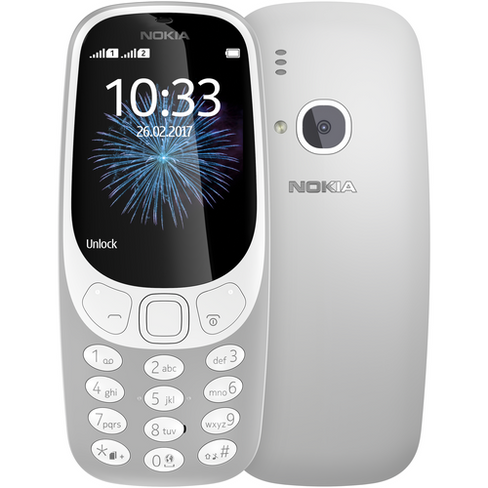 Телефон Nokia 3310 Dual Sim (2017) Global для РФ, SIM+micro SIM, серый NOKIA