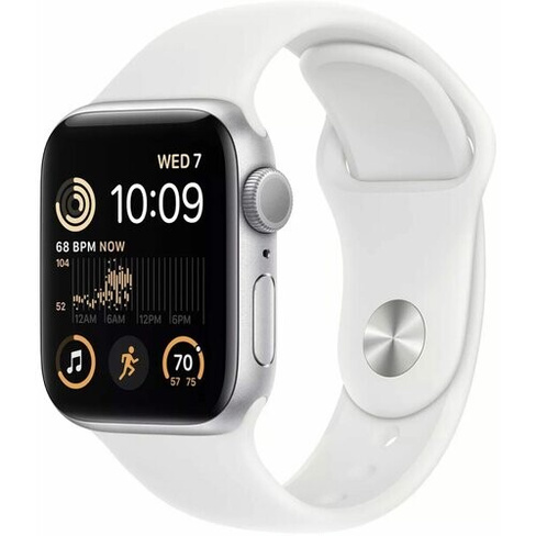 Умные часы Apple Watch Series SE Gen 2 44 мм Aluminium Case GPS, silver/white Sport Band