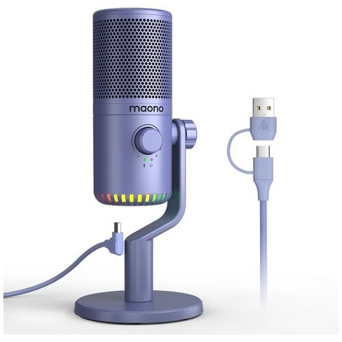 Микрофон MAONO, модель DM30 с RGB подсветкой, USB, фиолетовый Maono