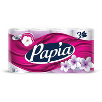 Туалетная бумага Papia белая трехслойная 8 рул. 140 лист., белый, балийский цветок