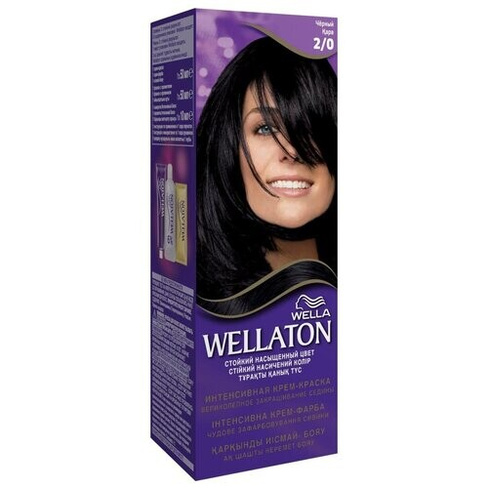Wellaton стойкая крем-краска для волос, 2/0 черный, 110 мл