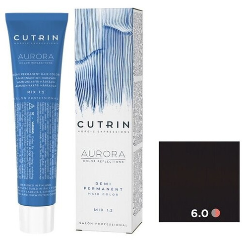 Cutrin AURORA Demi Безаммиачный краситель для волос, 6.0 темный блондин, 60 мл
