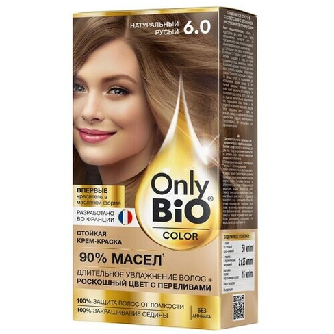 Only Bio Крем-краска для волос Color, 6.0 натуральный русый
