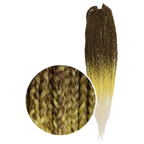 Queen Fair пряди из искусственных волос SIM-BRAIDS афрокосы трехцветные, русый/желтый/белый FR-29