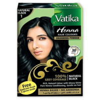 Vatika Натуральная краска на основе хны Henna Hair Colours, 1 Natural black, 200 мл, 10 г
