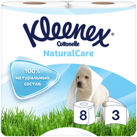 Kleenex туалетная бумага белая Natural Care, 3 сл, 8 рул, 1 уп,