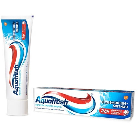 Зубная паста Aquafresh Тройная защита Освежающе-мятная, 100 мл, 100 г, 6 шт.
