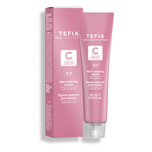 Tefia Color Creats крем-краска для волос Hair Coloring Cream with Monoi Oil, 0.11 пепельный, 60 мл