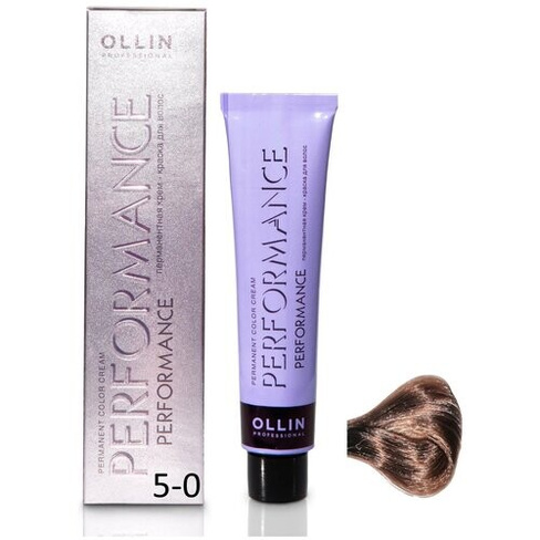 OLLIN Professional Performance перманентная крем-краска для волос, 5/0 светлый шатен, 60 мл