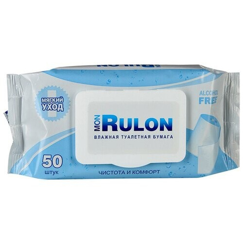 Влажная туалетная бумага Mon Rulon Мягкий уход, 3 уп. 50 шт. 50 лист., белый, ромашка