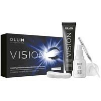 OLLIN Professional Набор для окрашивания бровей и ресниц Vision, иссиня-черный, 20 мл, 40 г, 1 уп.