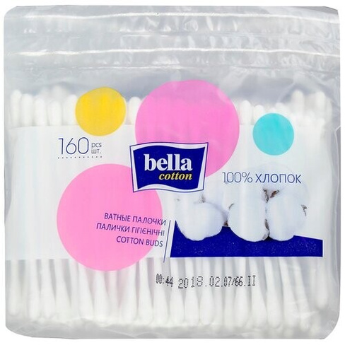 Ватные палочки Bella Cotton гигиенические, разноцветный, 160 шт., пакет