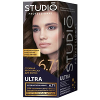Essem Hair Studio Professional Ultra особо стойкая крем-краска для седых волос, 6.71 Холодный коричневый
