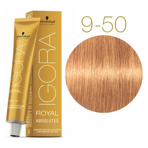 Schwarzkopf Professional Royal крем-краска Absolutes, 9-50 блондин золотистый натуральный, 60 мл