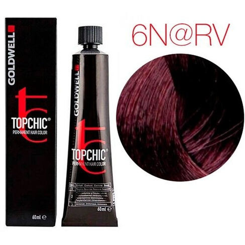 Goldwell Topchic стойкая крем-краска для волос, 6N@RV тёмный блонд с красно-фиолетовым сиянием (фиалковый блонд), 60 мл